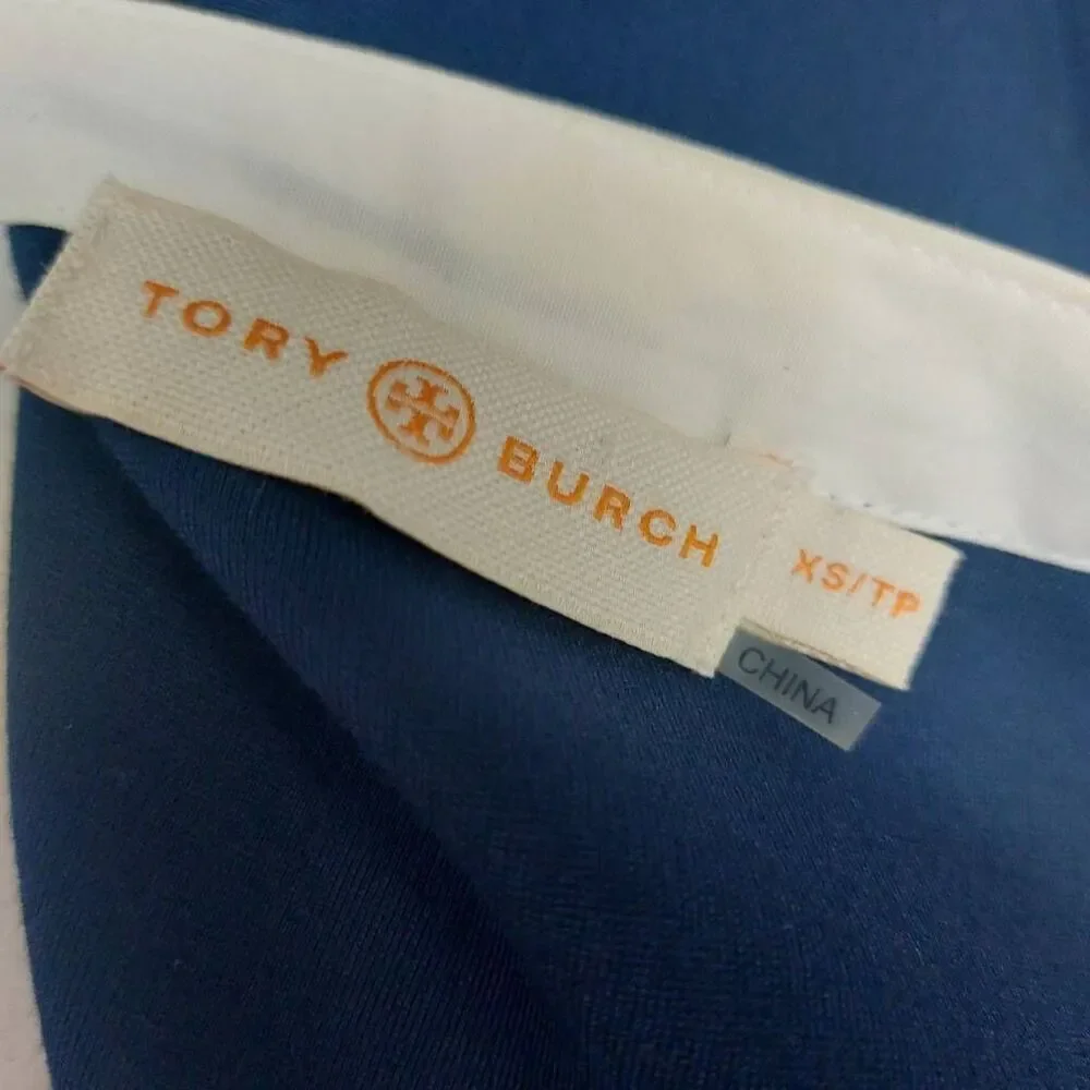 TORY BURCH KIMBERLY ZIP-FRONT DRESS IN NAVY SEA size XS